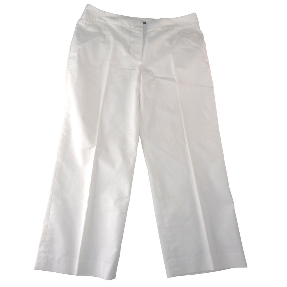 Ann Taylor Womens White Wide Leg Twill Dress Pants Trousers Size 10